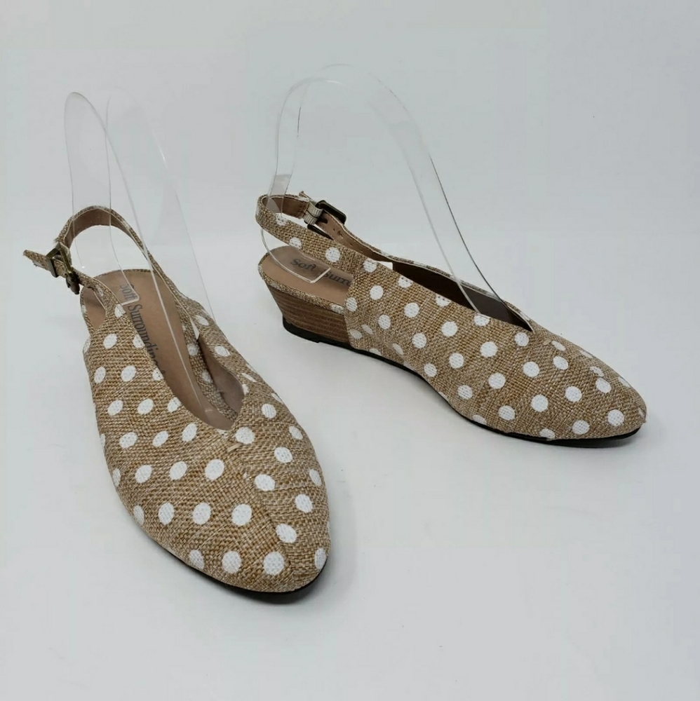 Soft Surroundings Slingback Wedges Polka Dot Wedge